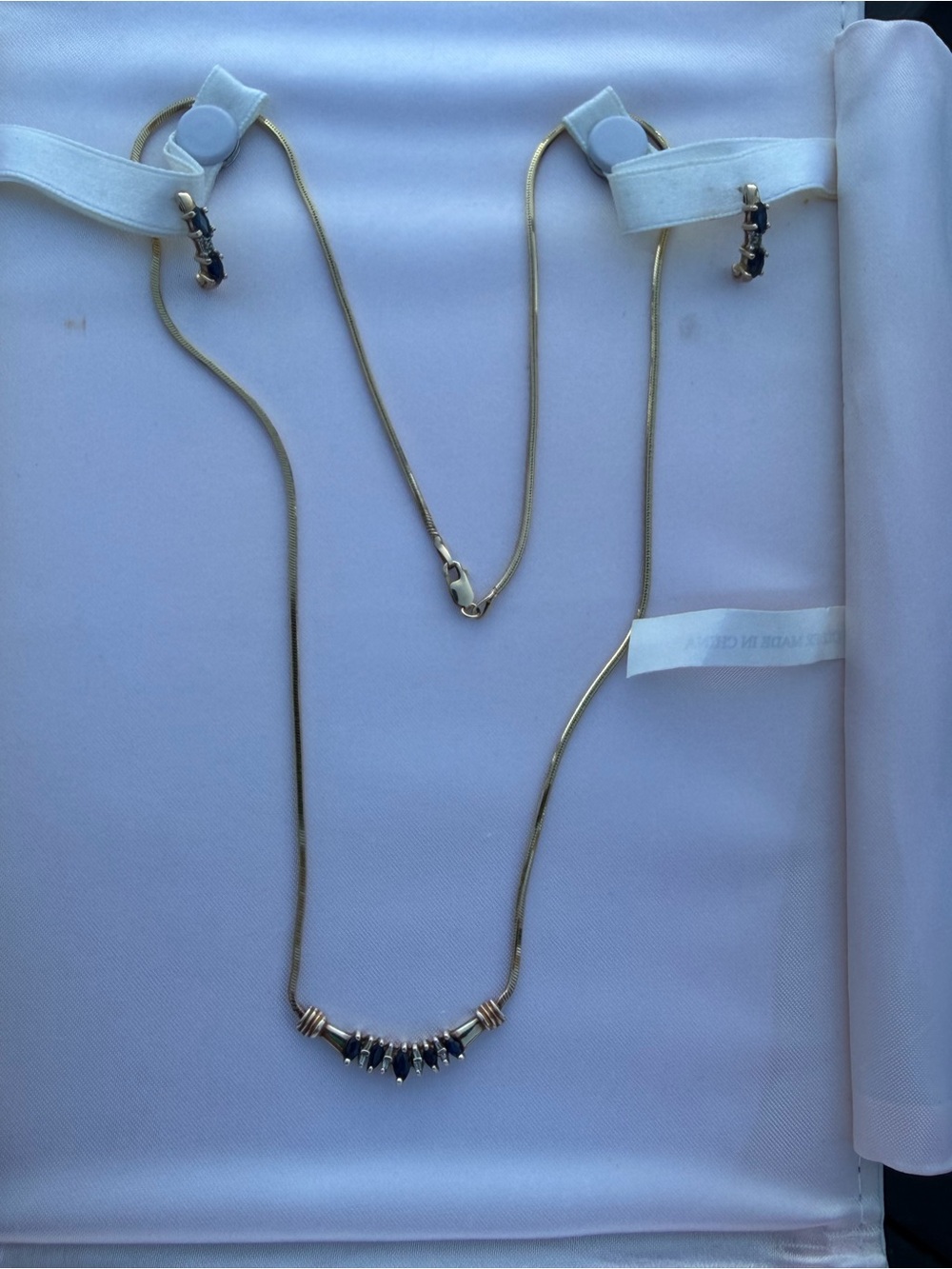 Vintage 14k Italy SMG Sapphire Necklace & Matching Earrings Set- READ FULL POST